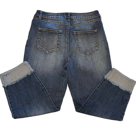 Kaari High Rise Straight Crop Jeans Women's 10 Cuffed Hem Medium Wash Blue - Picture 10 of 15